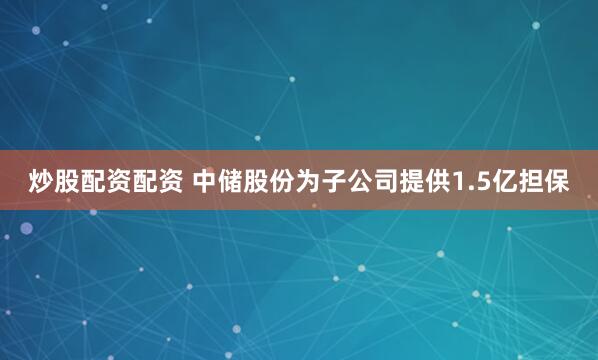 炒股配资配资 中储股份为子公司提供1.5亿担保