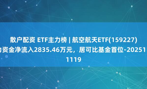 散户配资 ETF主力榜 | 航空航天ETF(159227)主力资金净流入2835.46万元，居可比基金首位-20251119